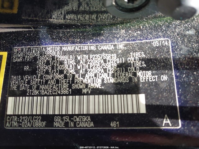2014 Lexus Rx 350 F Sport მანქანა იყიდება აუქციონზე, vin: 2T2BK1BA2EC249861, აუქციონის ნომერი: 45732112