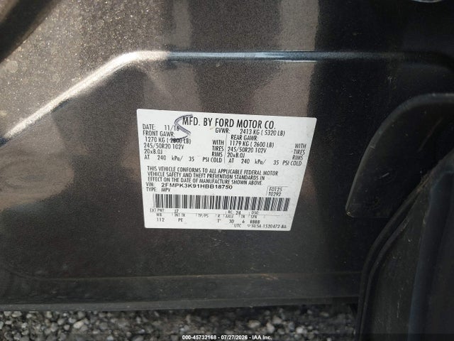 45732168 :رقم المزاد ، 2FMPK3K91HBB18750 vin ، 2017 Ford Edge Titanium مزاد بيع
