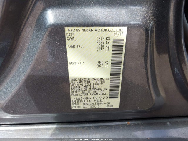 1N4AL3AP8HN362722 Nissan Altima 2.5 S