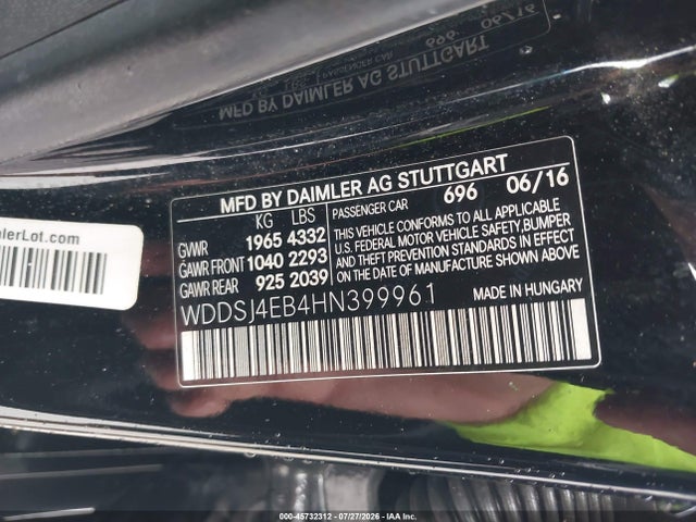 45732312 :رقم المزاد ، WDDSJ4EB4HN399961 vin ، 2017 Mercedes-benz Cla 250 مزاد بيع