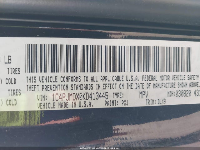 Продажа на аукционе авто 2019 Jeep Cherokee Limited 4x4, vin: 1C4PJMDX0KD413445, номер лота: 45732316