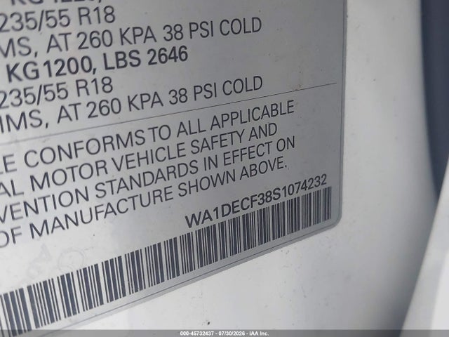 Продажа на аукционе авто 2025 Audi Q3 Premium 45 Tfsi S Line Quattro Tiptronic, vin: WA1DECF38S1074232, номер лота: 45732437