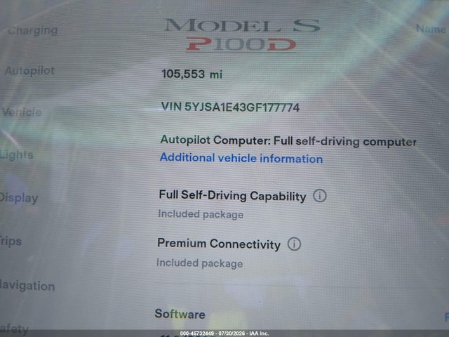 Tesla MODEL S 2016 5YJSA1E43GF177774 Image 7