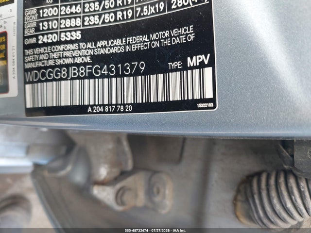 Aukcja sprzedaży 2015 Mercedes-benz Glk 350 4matic, vin: WDCGG8JB8FG431379, numer aukcji: 45732474