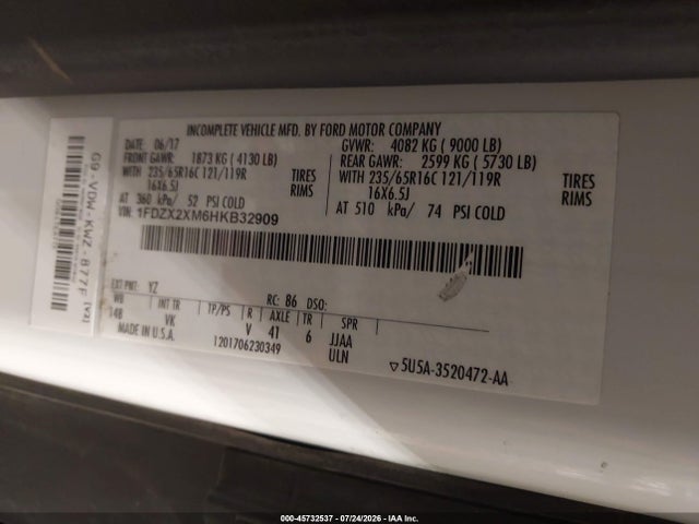 1FDZX2XM6HKB32909 Ford Transit-350 Xl