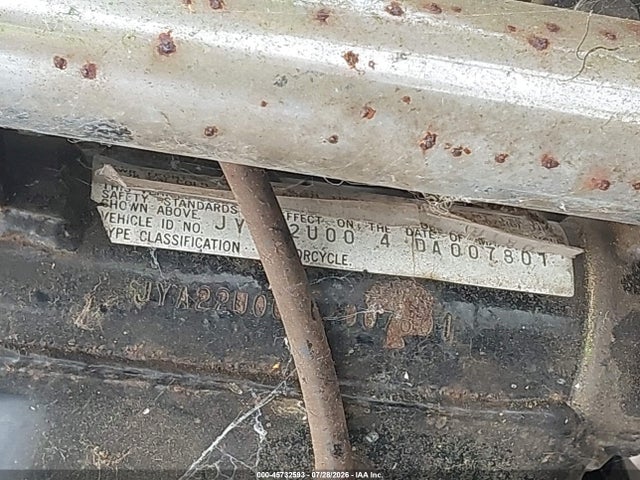 45732593 :رقم المزاد ، JYA22U004DA007801 vin ، 1983 Yamaha Xv500 مزاد بيع