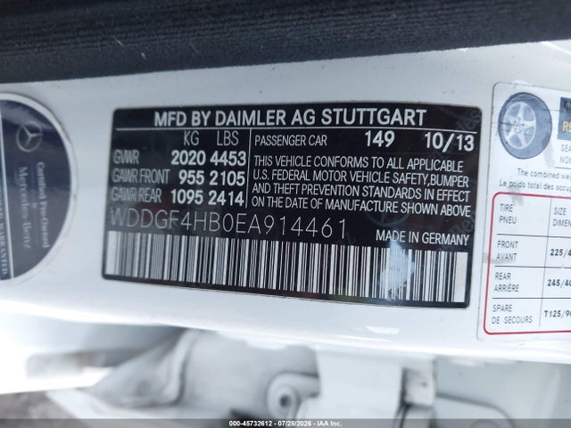 WDDGF4HB0EA914461 Mercedes-Benz C 250 Sport