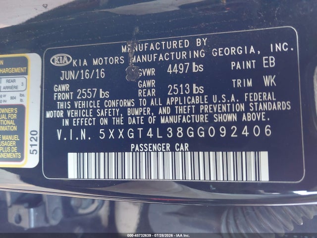 KIA Optima Lx 2016 5XXGT4L38GG092406 Image 9