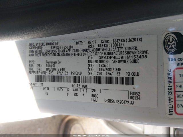 Ford FIESTA SE 2017 3FADP4EJ9HM153495 Image 9