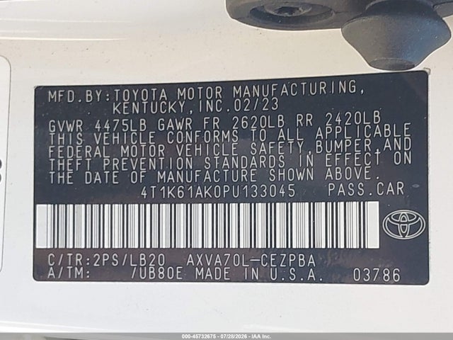Toyota CAMRY XSE 2023 4T1K61AK0PU133045 Image 9