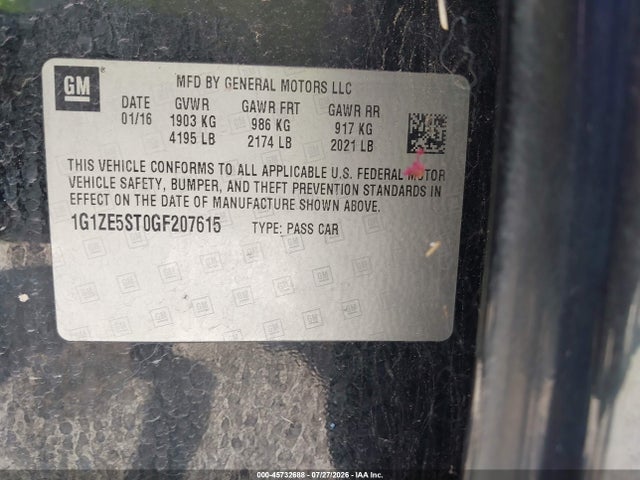1G1ZE5ST0GF207615 Chevrolet MALIBU 1LT