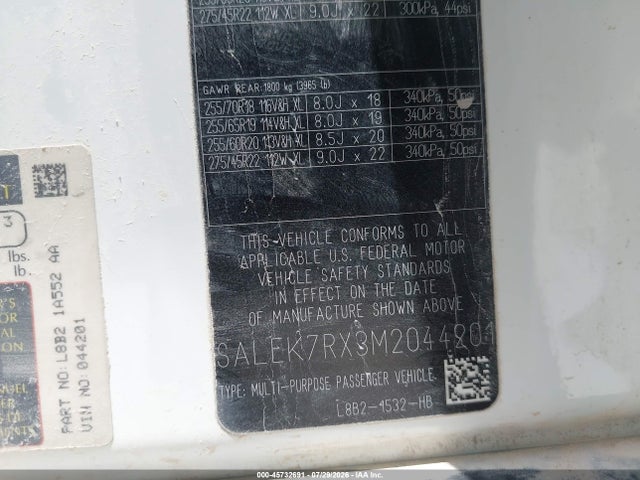 Продажа на аукционе авто 2021 Land Rover Defender 110 Standard, vin: SALEK7RX3M2044201, номер лота: 45732691