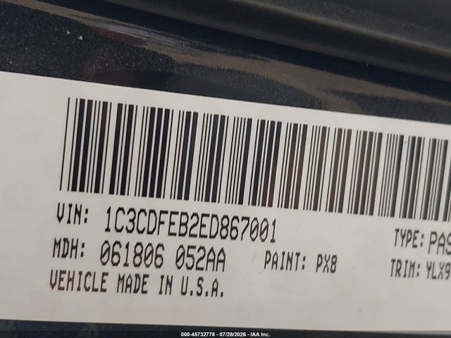 45732778 :رقم المزاد ، 1C3CDFEB2ED867001 vin ، 2014 Dodge Dart Gt مزاد بيع