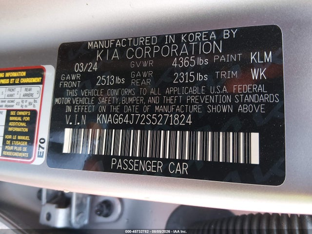 KNAG64J72S5271824 KIA K5 Gt-line