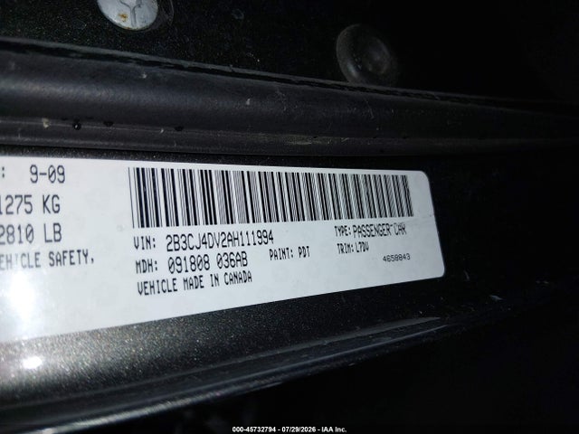 Продаж на аукціоні авто 2010 Dodge Challenger Se, vin: 2B3CJ4DV2AH111994, номер лоту: 45732794