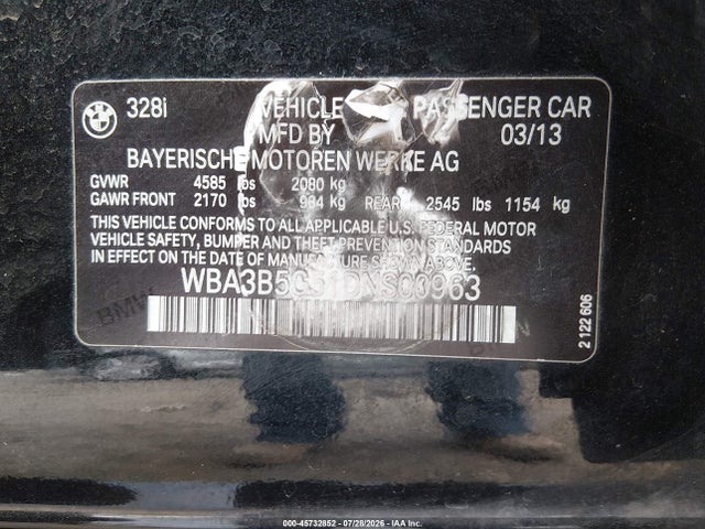 Продаж на аукціоні авто 2013 Bmw 328i Xdrive, vin: WBA3B5G51DNS00963, номер лоту: 45732852