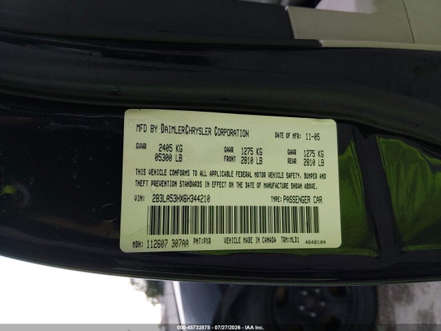 Продаж на аукціоні авто 2006 Dodge Charger Rt, vin: 2B3LA53HX6H344210, номер лоту: 45732878