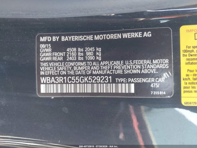 Aukcja sprzedaży 2016 Bmw 435i, vin: WBA3R1C55GK529231, numer aukcji: 45732919