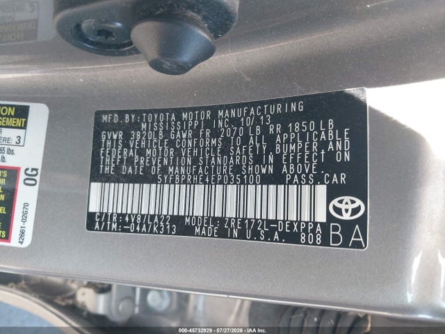 Toyota Corolla Le Eco Premium 2014 5YFBPRHE4EP035100 Image 9