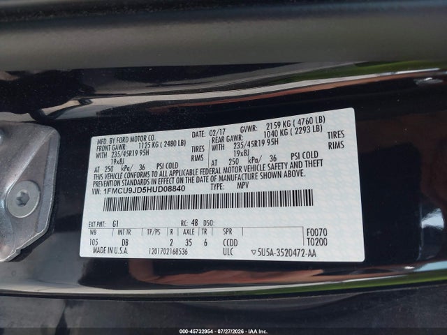 Ford Escape Titanium 2017 1FMCU9JD5HUD08840 Image 9