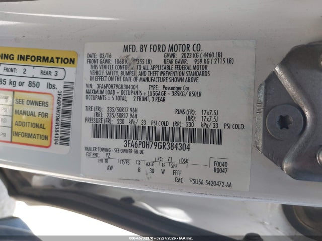 3FA6P0H79GR384304 Ford FUSION SE