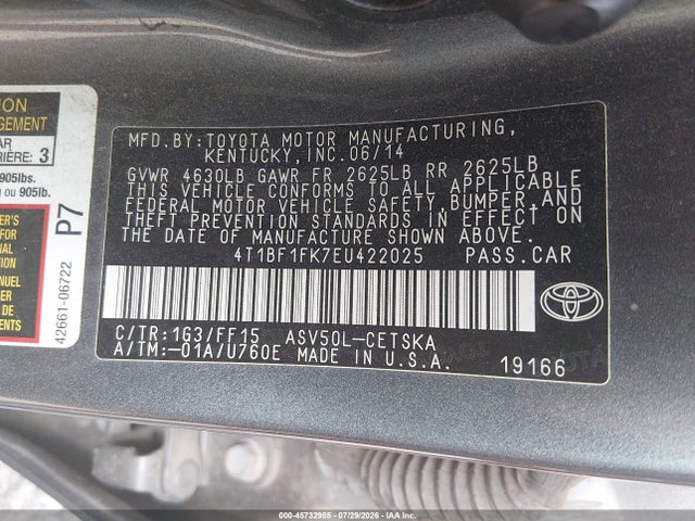 Toyota CAMRY SE 2014 4T1BF1FK7EU422025 Image 9