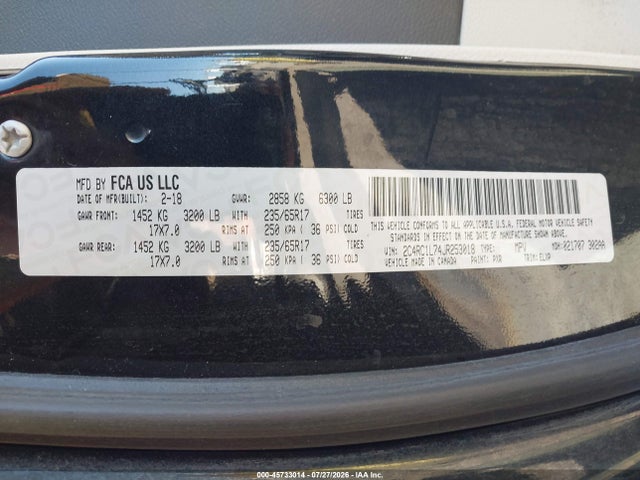 Aukcja sprzedaży 2018 Chrysler Pacifica Hybrid Touring L, vin: 2C4RC1L74JR253018, numer aukcji: 45733014