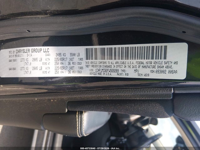 Продажа на аукционе авто 2015 Jeep Cherokee Latitude, vin: 1C4PJMCB2FW569289, номер лота: 45733040