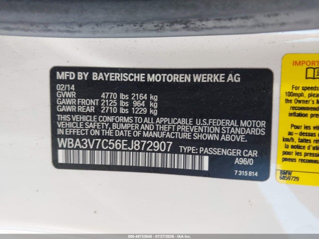 Продажа на аукционе авто 2014 Bmw 428i, vin: WBA3V7C56EJ872907, номер лота: 45733045