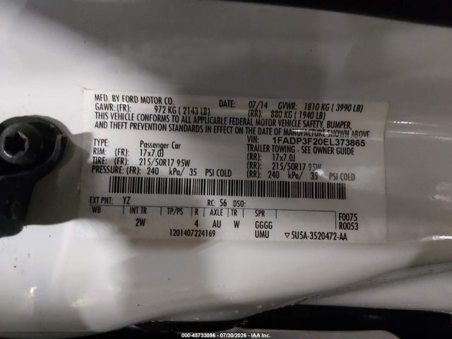 Ford FOCUS SE 2014 1FADP3F20EL373865 Image 9