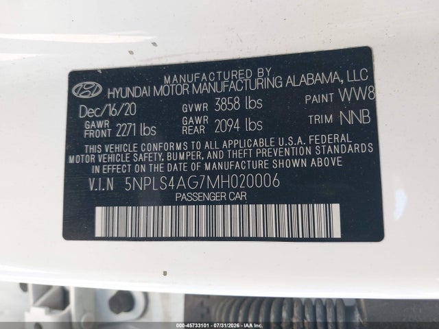 Hyundai ELANTRA SEL 2021 5NPLS4AG7MH020006 Image 9