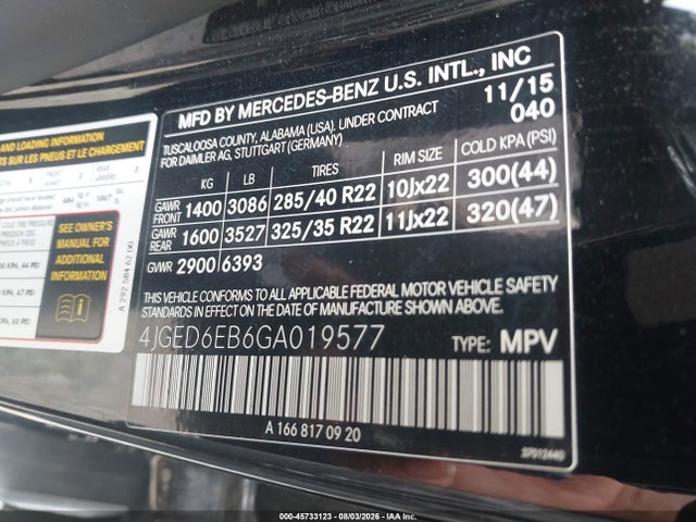 Aukcja sprzedaży 2016 Mercedes-benz Gle 450 Amg Coupe 4matic, vin: 4JGED6EB6GA019577, numer aukcji: 45733123