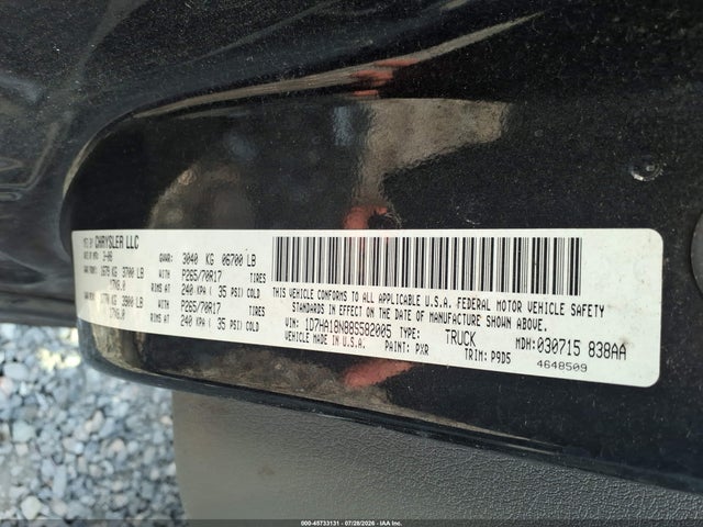 Продаж на аукціоні авто 2008 Dodge Ram 1500 St/sxt, vin: 1D7HA18N88S582005, номер лоту: 45733131