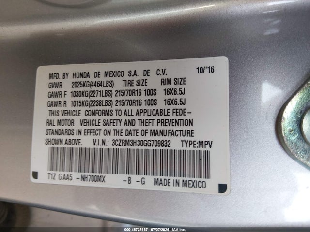 Honda CR-V LX 2016 3CZRM3H30GG709832 Image 9