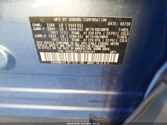 Subaru Forester Touring 2026 4S4SLST73T3059191 Image 9