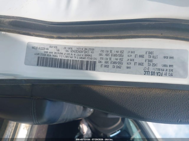 45733184 :رقم المزاد ، 1C4RDJAG9HC829429 vin ، 2017 Dodge Durango Sxt Awd مزاد بيع