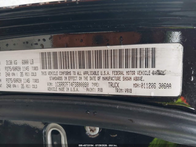45733194 :رقم المزاد ، 1C6RR7FT4FS600080 vin ، 2015 Ram 1500 Express مزاد بيع