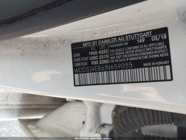 Продаж на аукціоні авто 2018 Mercedes-benz Cla 250, vin: WDDSJ4EB6JN659055, номер лоту: 45733208