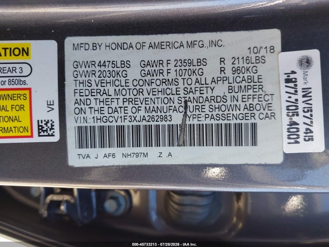 1HGCV1F3XJA262983 Honda Accord Sport
