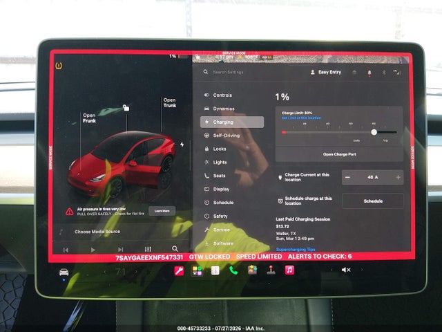 Aukcja sprzedaży 2022 Tesla Model Y Long Range Dual Motor All-wheel Drive, vin: 7SAYGAEEXNF547331, numer aukcji: 45733233