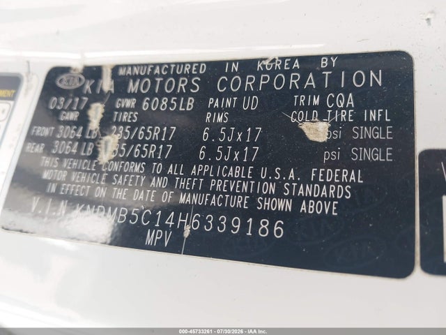 KIA SEDONA LX 2017 KNDMB5C14H6339186 Image 9