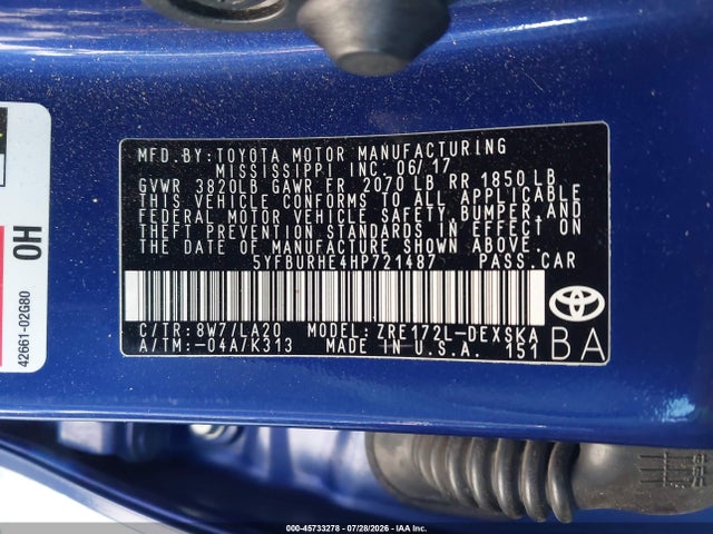 Toyota Corolla Xse 2017 5YFBURHE4HP721487 Image 9