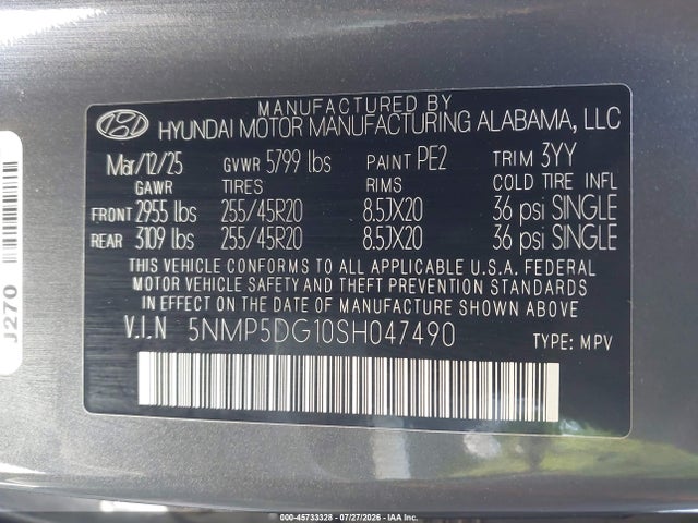 Hyundai Santa Fe Hybrid Calligraphy 2025 5NMP5DG10SH047490 Image 9