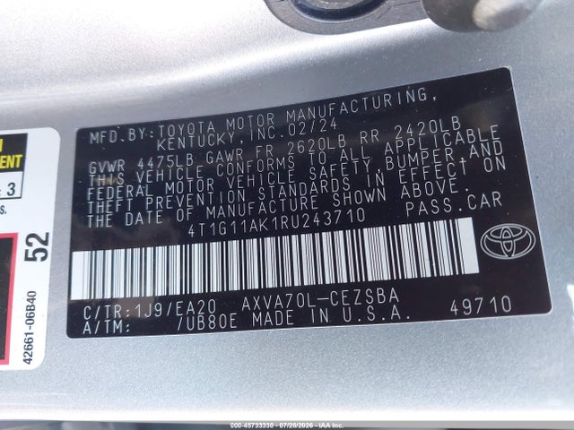Toyota CAMRY SE 2024 4T1G11AK1RU243710 Image 9