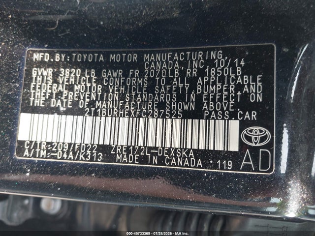 2T1BURHEXFC287525 Toyota Corolla S Plus