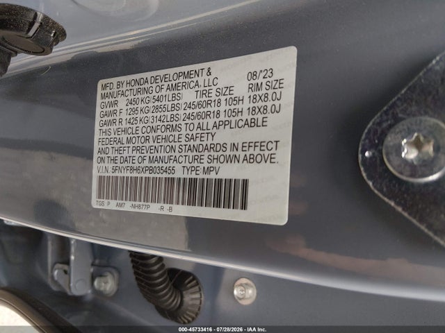 Aukcja sprzedaży 2023 Honda Passport Awd Trailsport, vin: 5FNYF8H6XPB035455, numer aukcji: 45733416