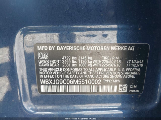 Aukcja sprzedaży 2021 Bmw X1 Xdrive28i, vin: WBXJG9C06M5S10002, numer aukcji: 45733422