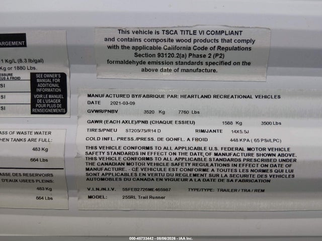 Heartland Trailer 2021 5SFEB2726ME465987 Image 9