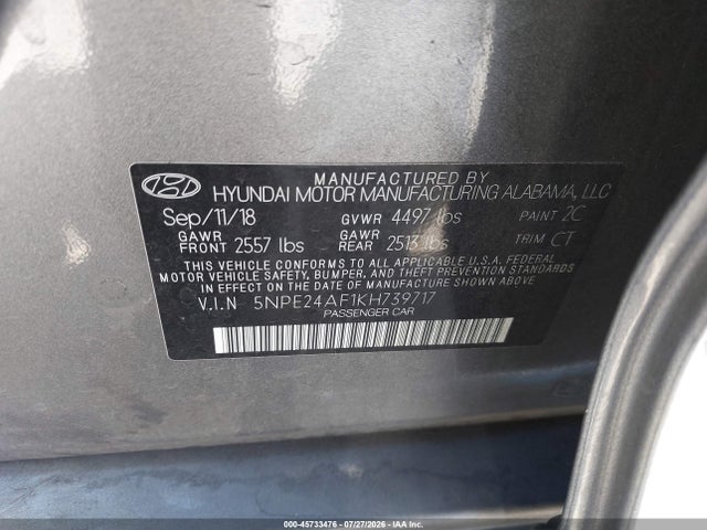 Hyundai SONATA SE 2019 5NPE24AF1KH739717 Image 9