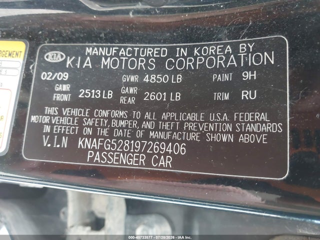 Aukcja sprzedaży 2009 Kia Rondo Lx, vin: KNAFG528197269406, numer aukcji: 45733577